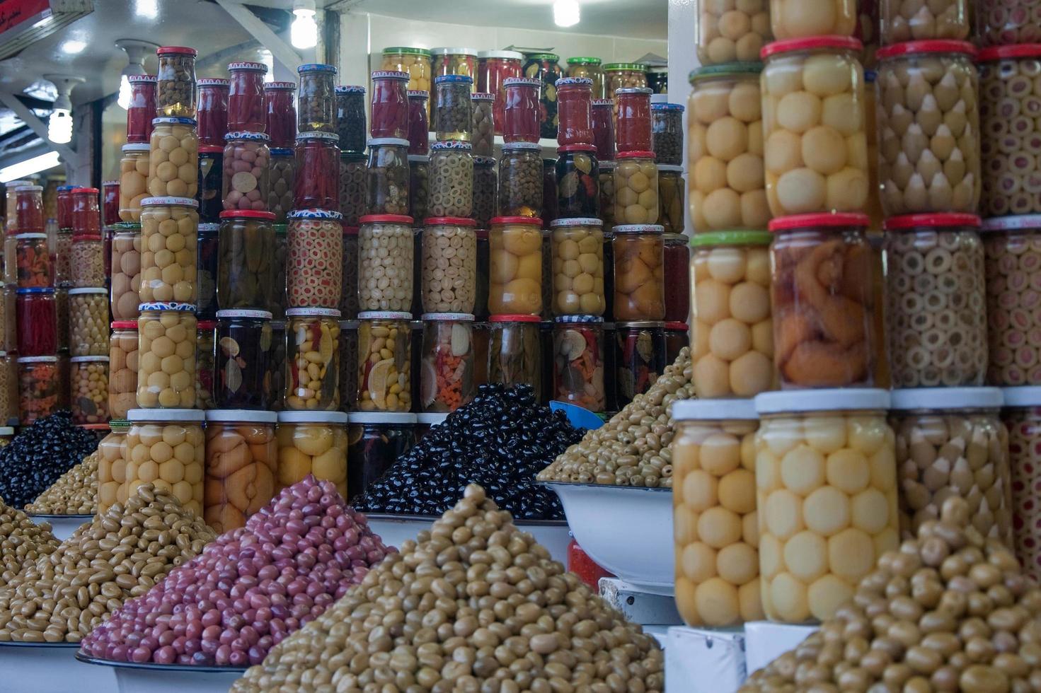 Canned vegetables to sell in a market photo