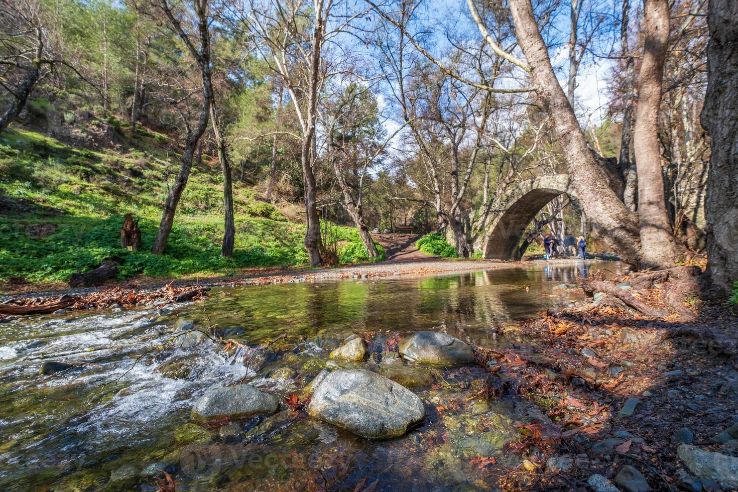 tzelefos pintoresco medieval puente en troodos, Chipre foto