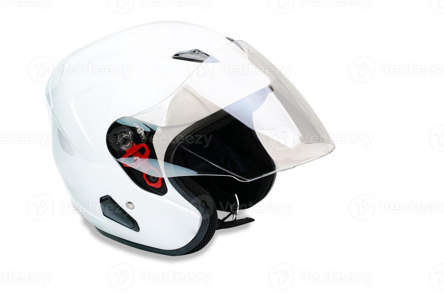 motocicleta casco en un blanco antecedentes. foto