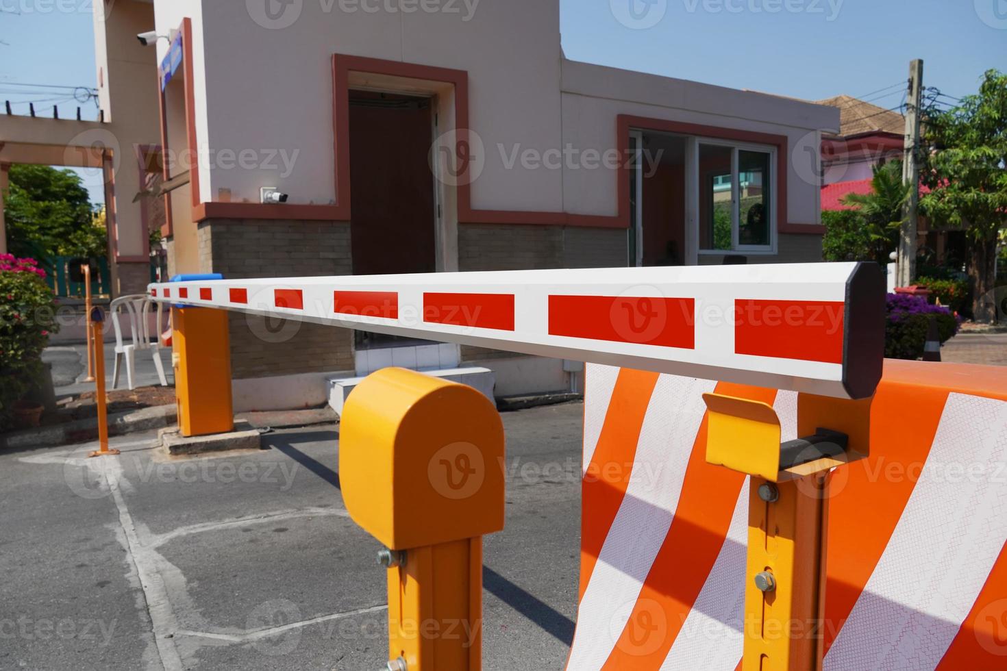 Automatic Barrier Gate, Security system for building and car entrance vehicle barrier.selective focus. photo