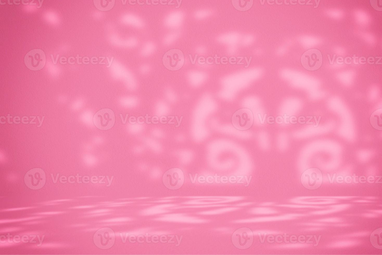 Pacific Pink Room Background with Light Beam and Flora Shadow, Suitable for Cosmetic Product Presentation Backdrop, Display, and Mock up. photo