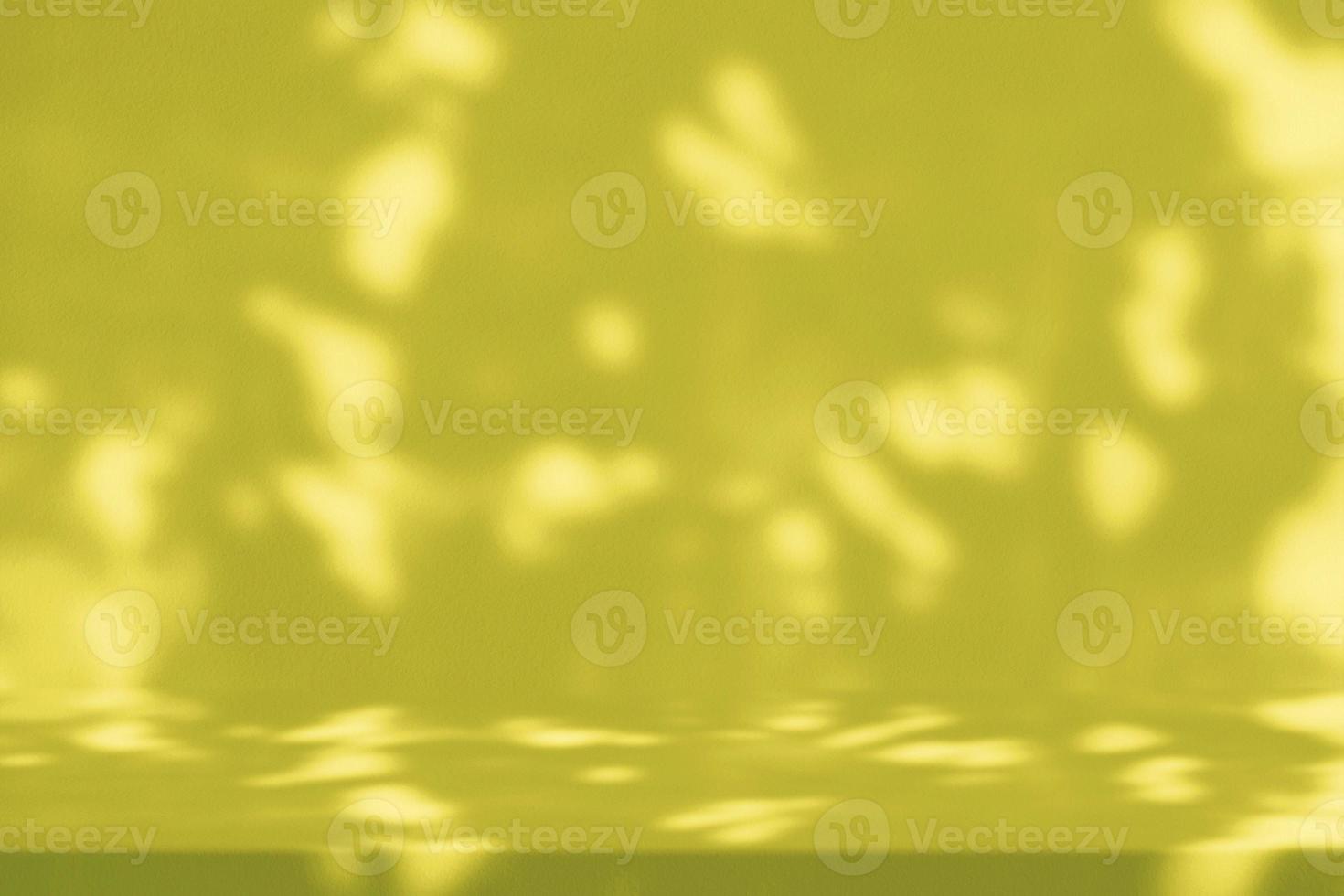Anitque Gold Concrete Table with Nature Shadow on Concrete Wall Texture Background, Suitable for Cosmetic Product Presentation Backdrop, Display, and Mock up. photo