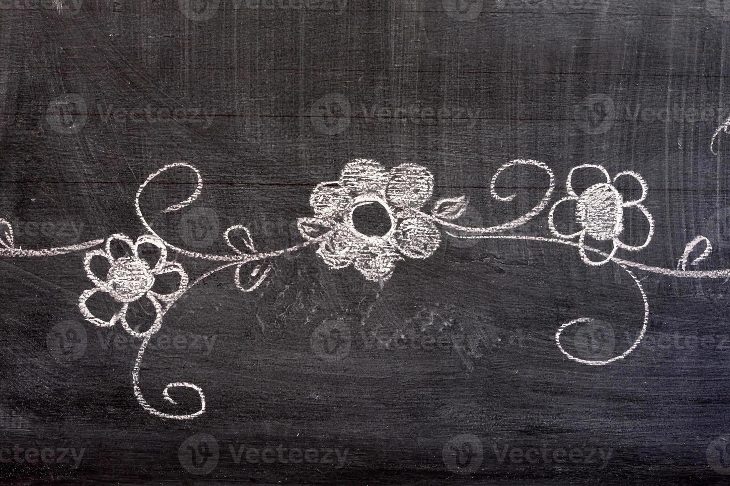 Flower Hand Drawing in Doodle Style on Chalkboard. photo