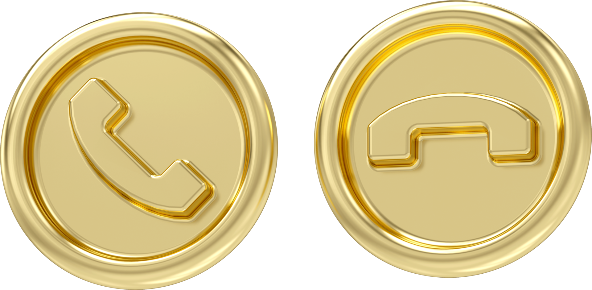 Gold metal phone call button icon. 3d gold contact website mobile symbol,  3D rendering 19938289 PNG