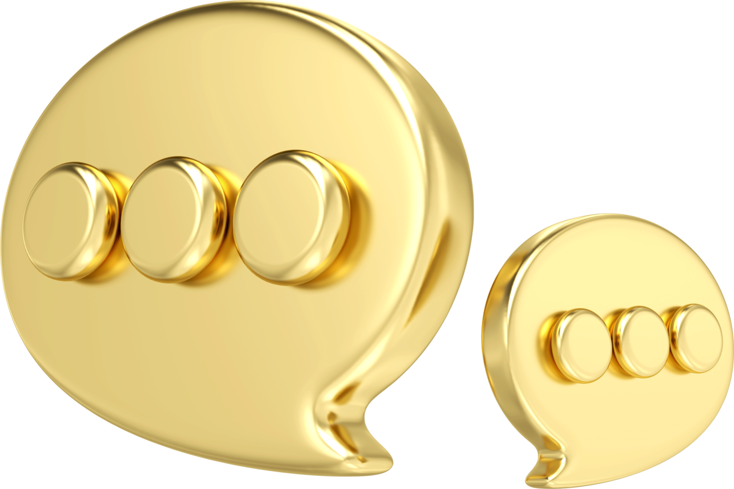 3d Due oro metallo discorso bolla spillo. sociale media notifica discorso bolla icona. png
