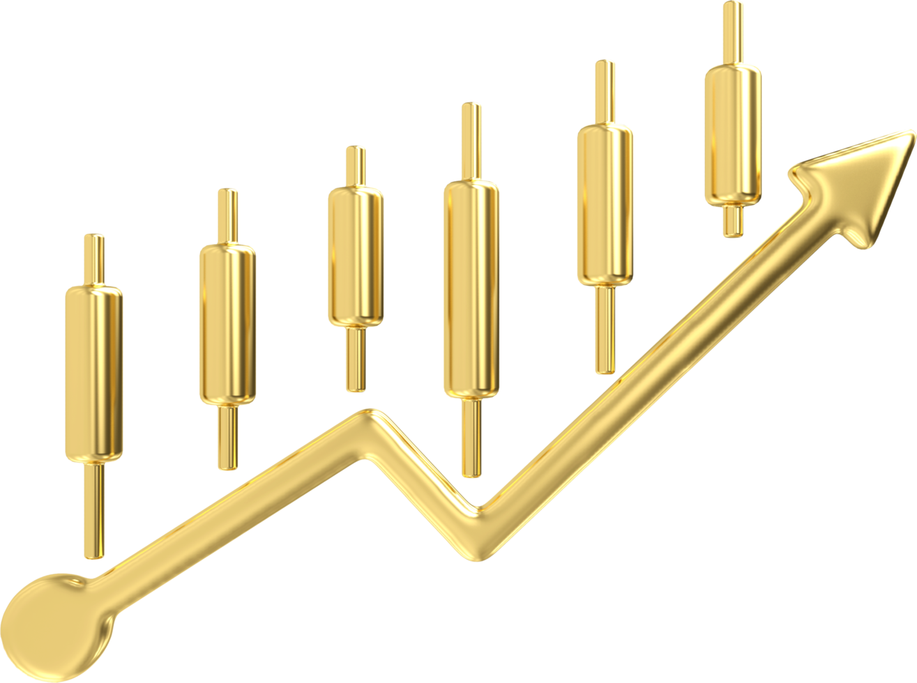 Gold Metall finanziell Diagramm einfach Symbol. 3d wirtschaftlich Graph Zeichen mit Pfeil oben Trend. Lager Austausch Symbol. Geschäft Investition. Qualität Design Elemente png