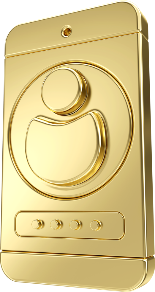 Gold Benutzer Genehmigung Symbol. Konto Anmeldung und Passwort bilden auf Smartphone App. png