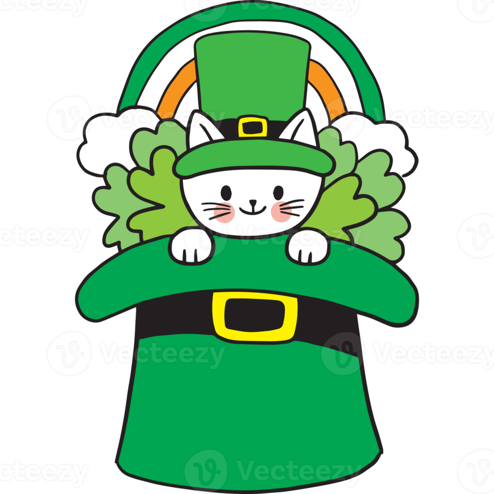 st patrick's dia desenho animado fofa personagem gato clipart. png