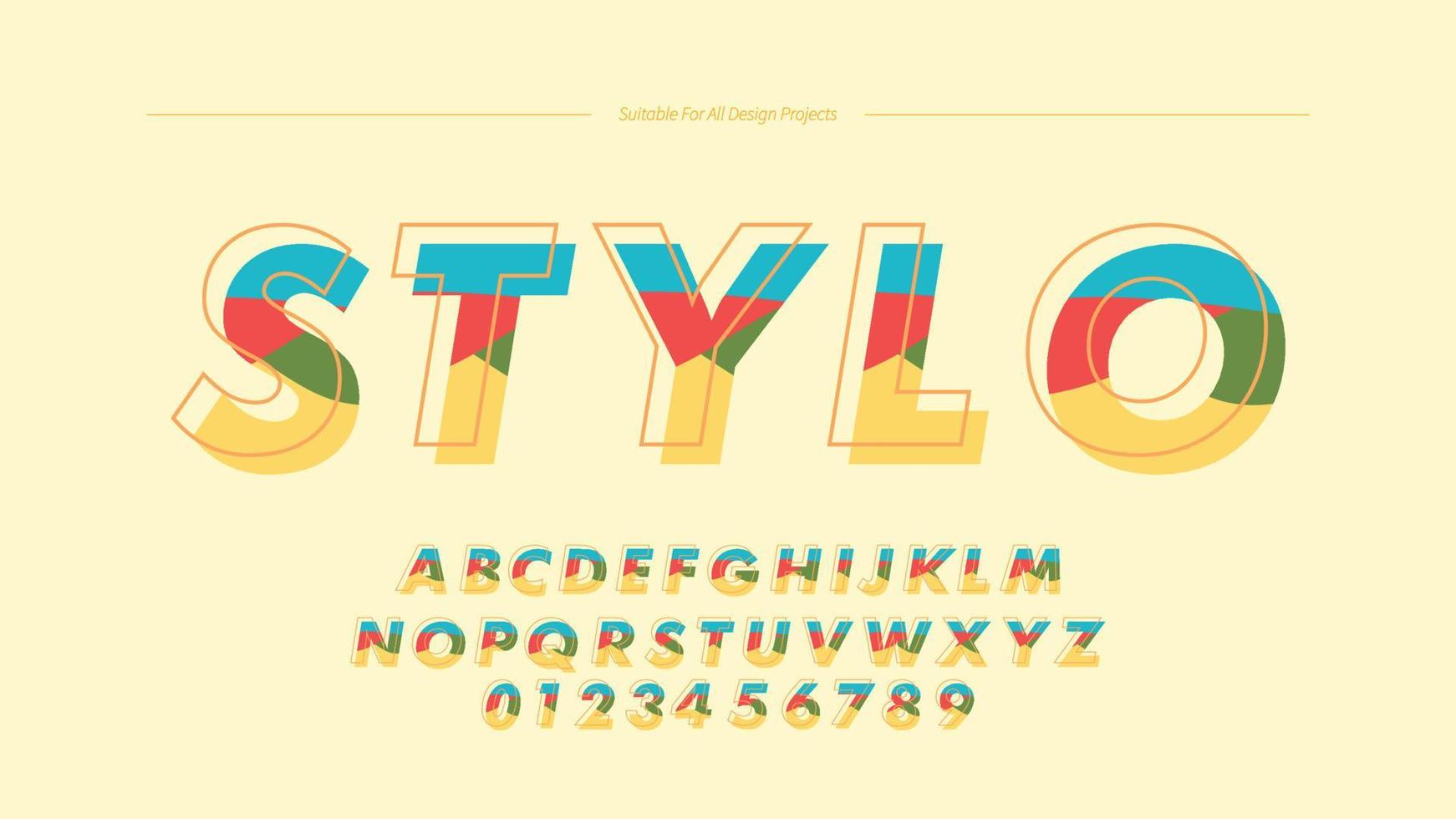 Retro Modern Outline Graphic Alphabet Font vector