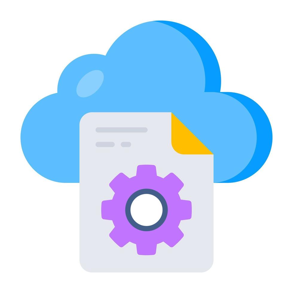 Conceptual flat design icon of cloud file setting vector