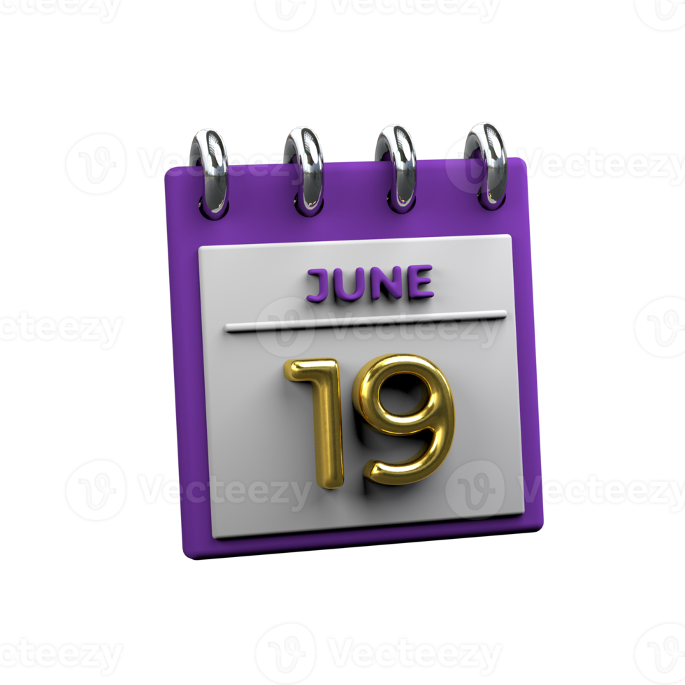 mensile calendario 19 giugno 3d interpretazione png