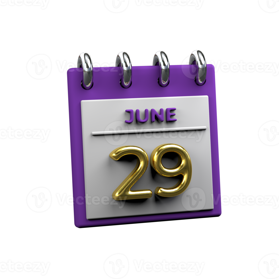 mensile calendario 29 giugno 3d interpretazione png