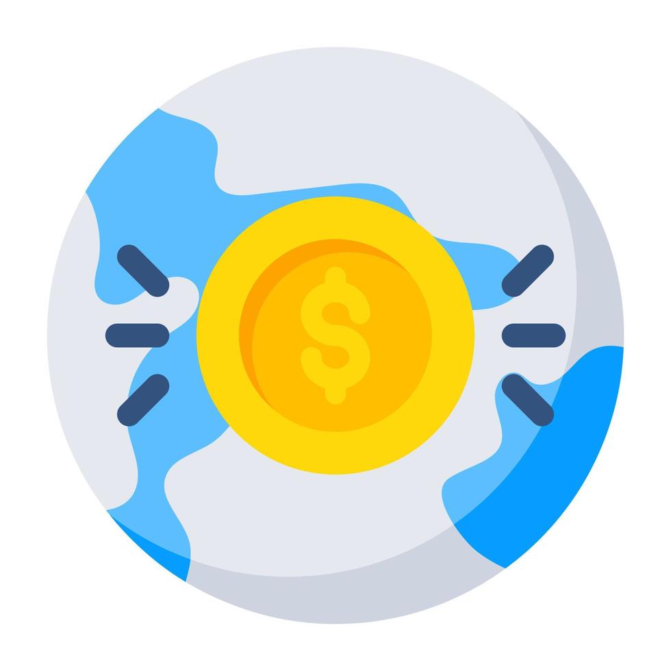 conceptual plano diseño icono de global dinero vector