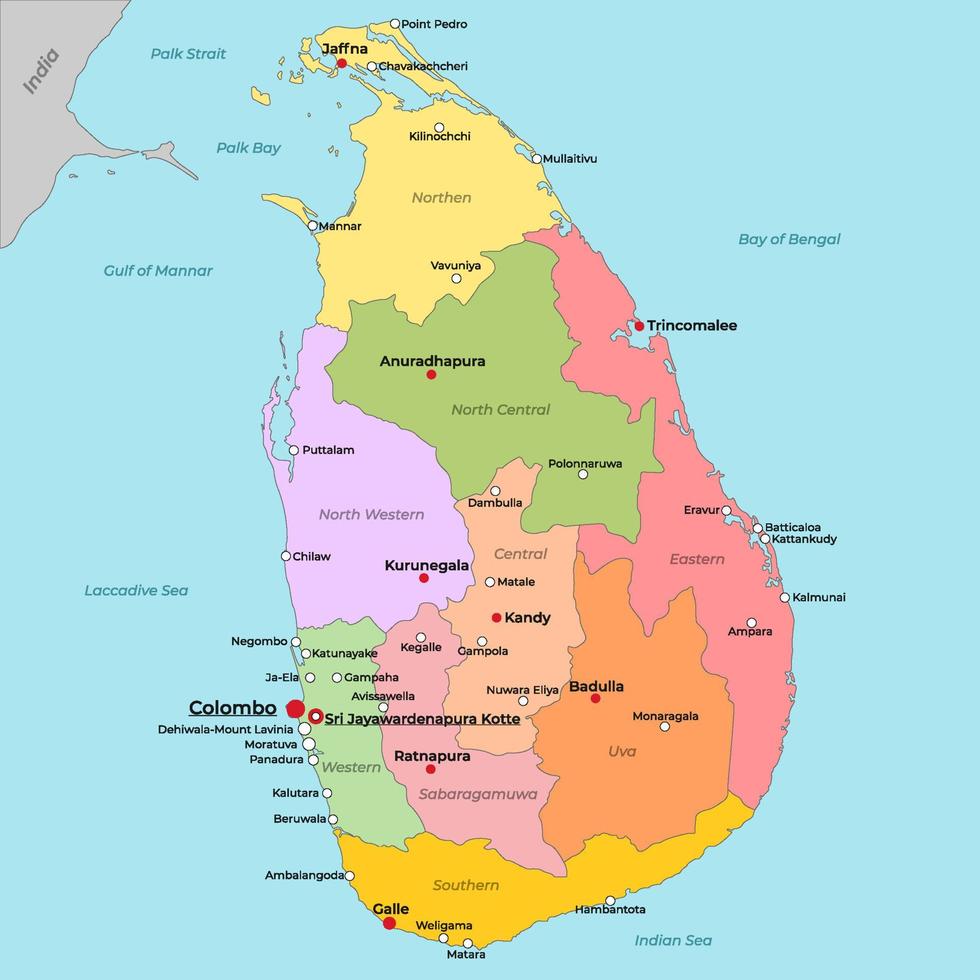 mapa de sri lanka vector