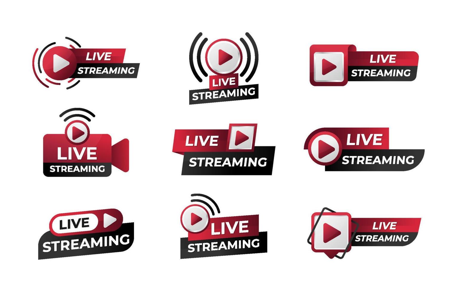 Live Streaming Badge Template Set vector