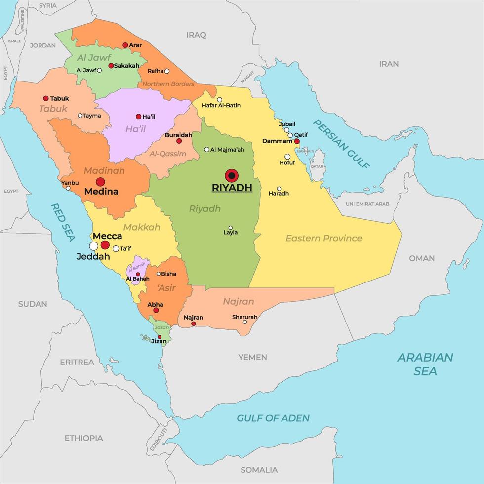 mapa de arabia saudita vector