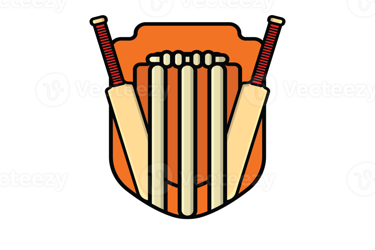 Cricket Bat with Wicket. Sports objects concept. Team club cricket badge shield. png