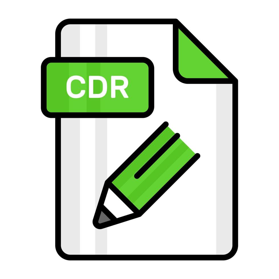 un increíble vector icono de cdr archivo, editable diseño