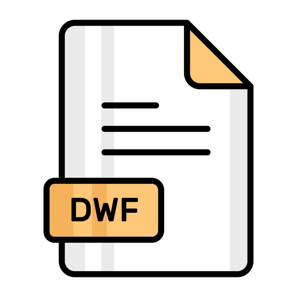 An amazing vector icon of DWF file, editable design