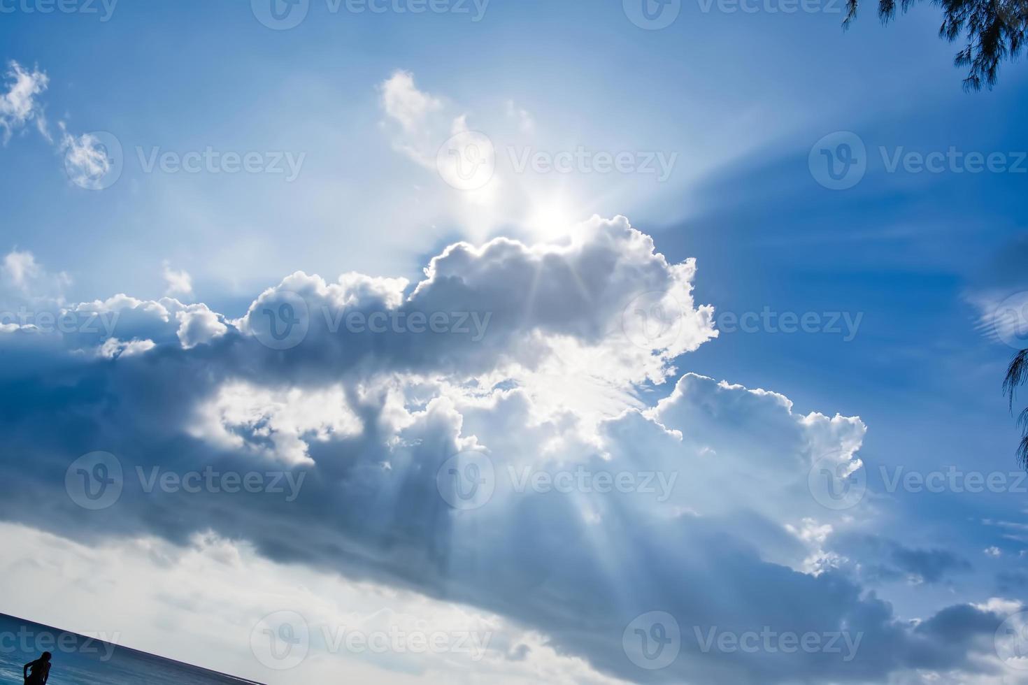 Rays effect of sun behind clouds photo