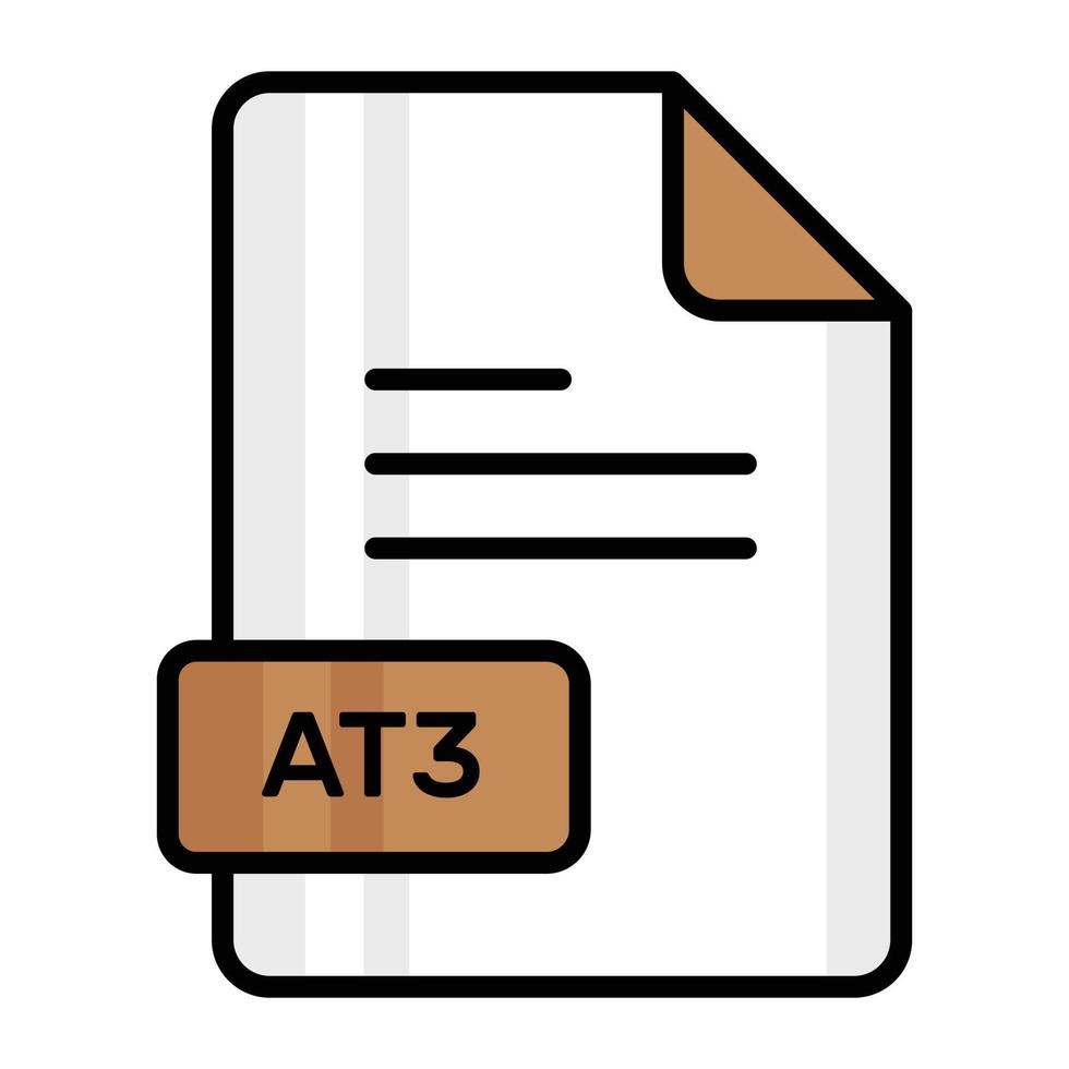 An amazing vector icon of AT3 file, editable design