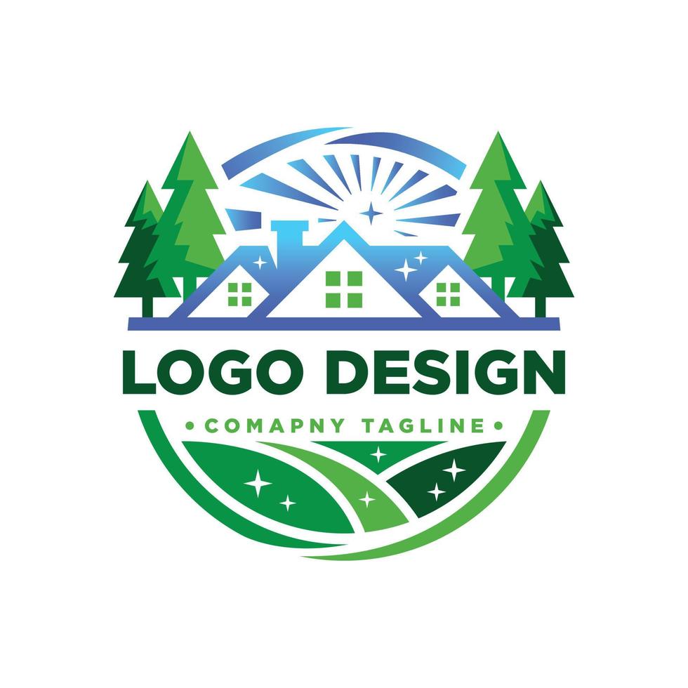 bosque casa logo diseño aislado en blanco antecedentes. logo para Al por menor comercial y propiedad vector