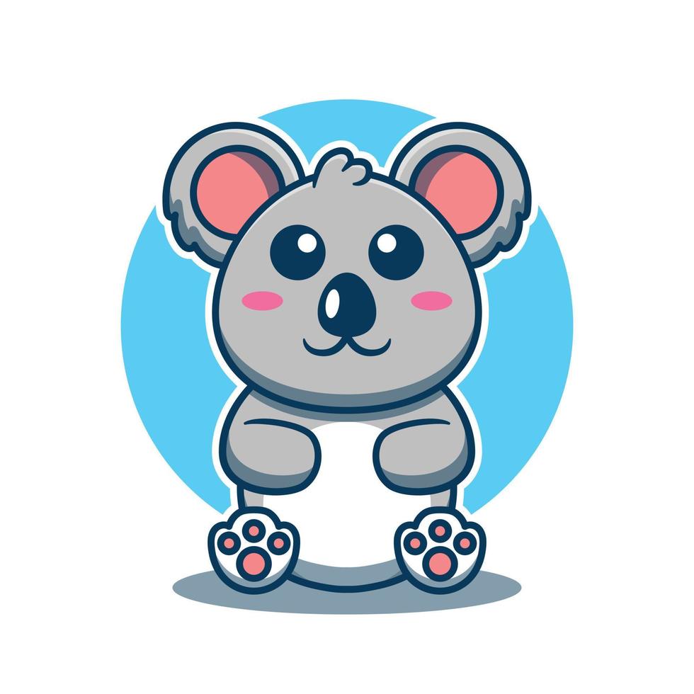 Cute koala mascot logo isolated on white background. Beautiful Australian Animals Cartoon Character Vector Illustration.