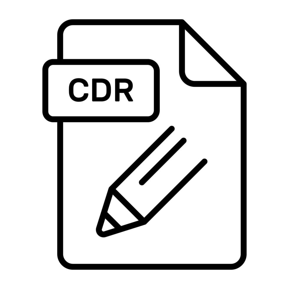 un increíble vector icono de cdr archivo, editable diseño