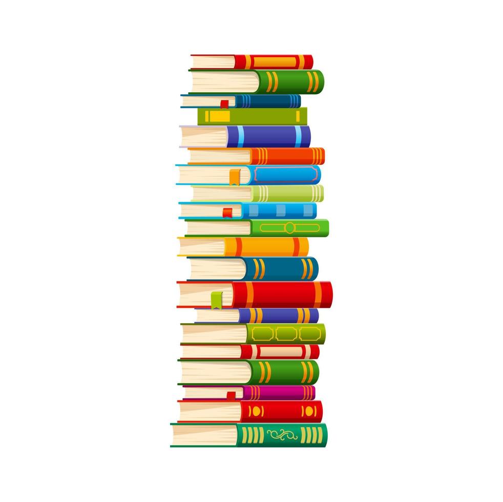 Stack of books, cartoon textbooks and bestsellers vector