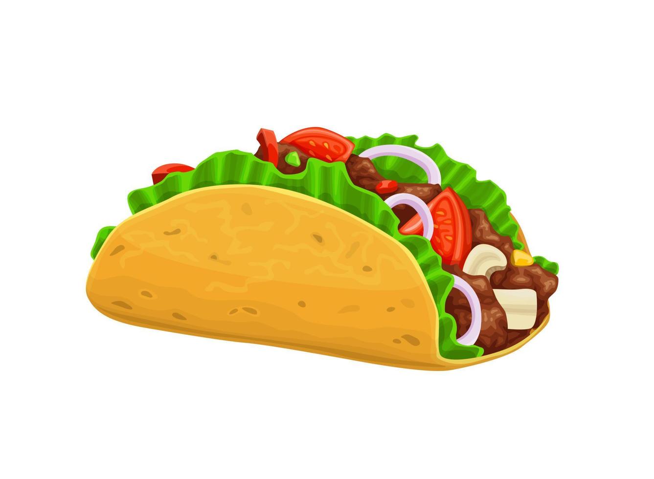 Cartoon Mexican tacos, isolated vector tex mex f