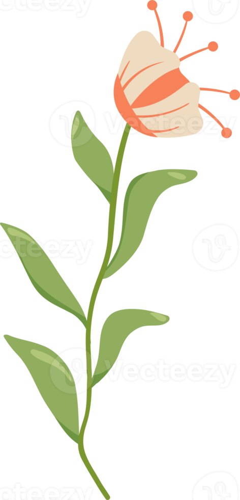 verde Relva galho com laranja flor. png