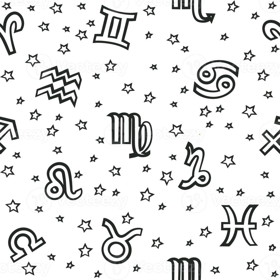 Flat background with signs of the zodiac. Seamless pattern with zodiac signs png