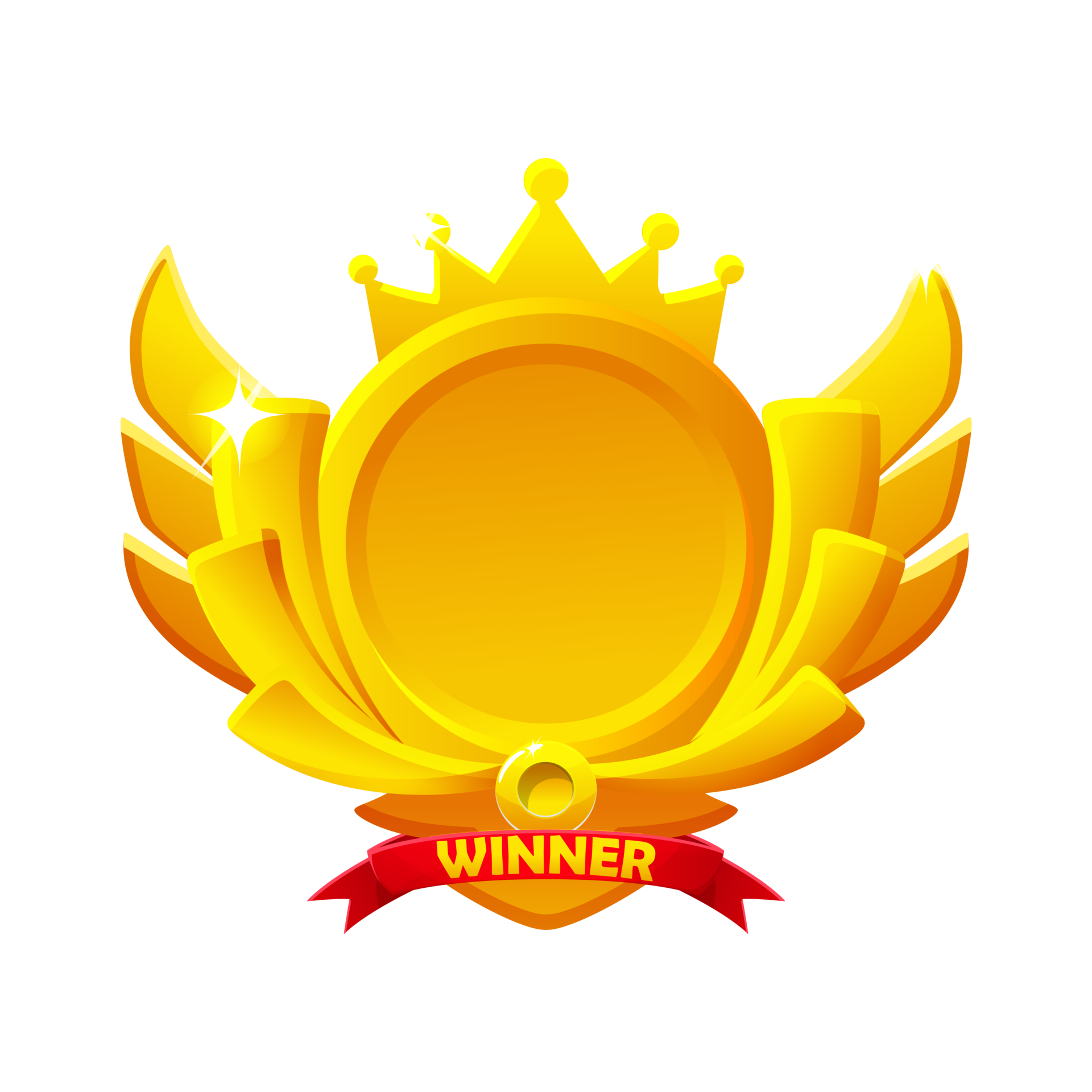 Game badges button in circle frame with wings and crown. 19943101 PNG