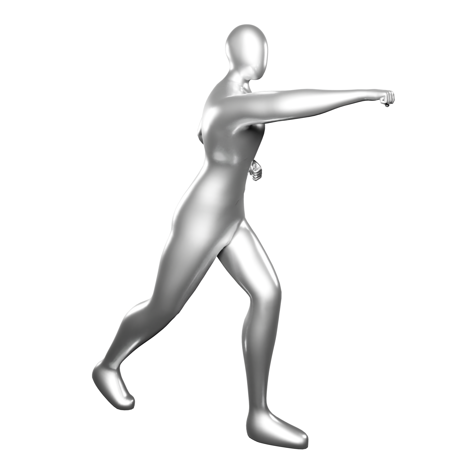 3d silver stickman doing karate stance moves 17339881 PNG