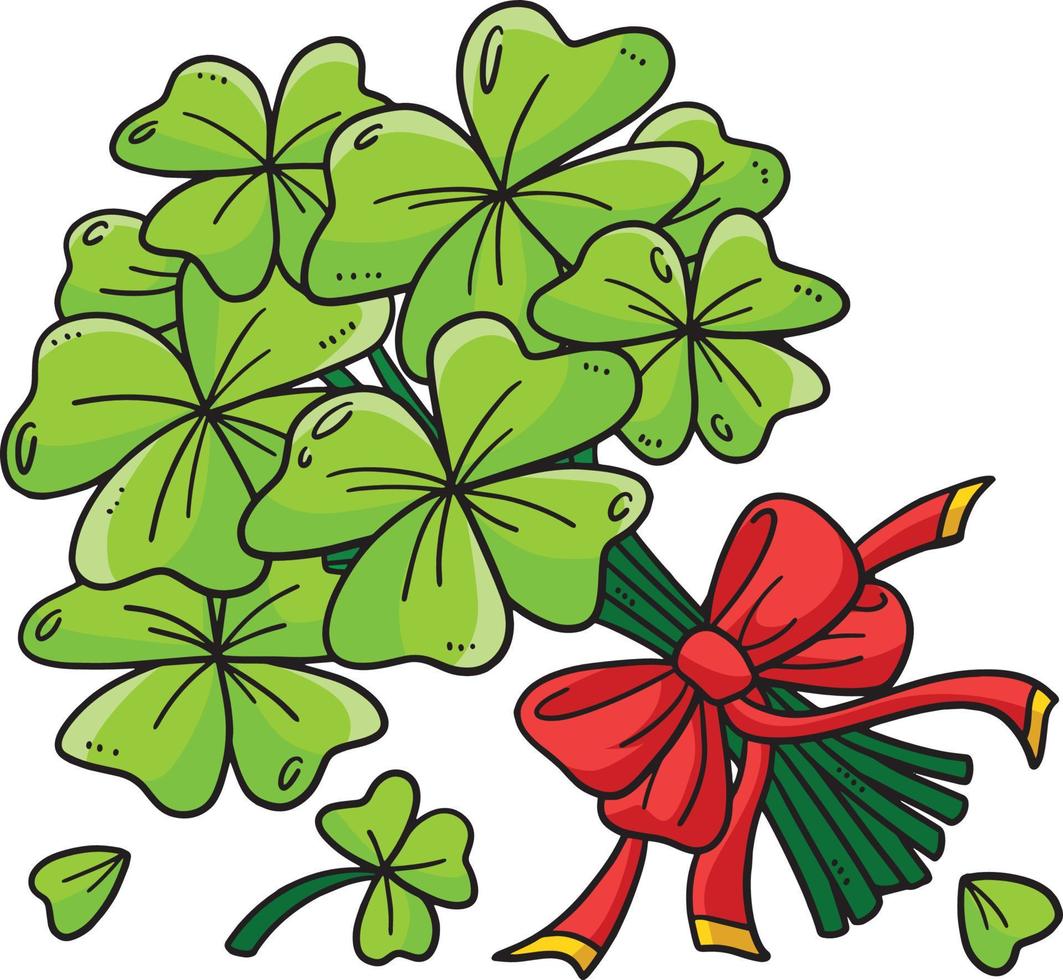 St. Patricks Bundle of Shamrocks Cartoon Clipart vector