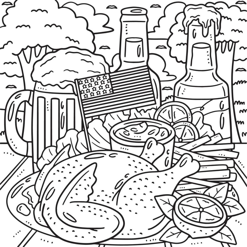 Memorial Day Thanks Giving Dinner Coloring Page vector