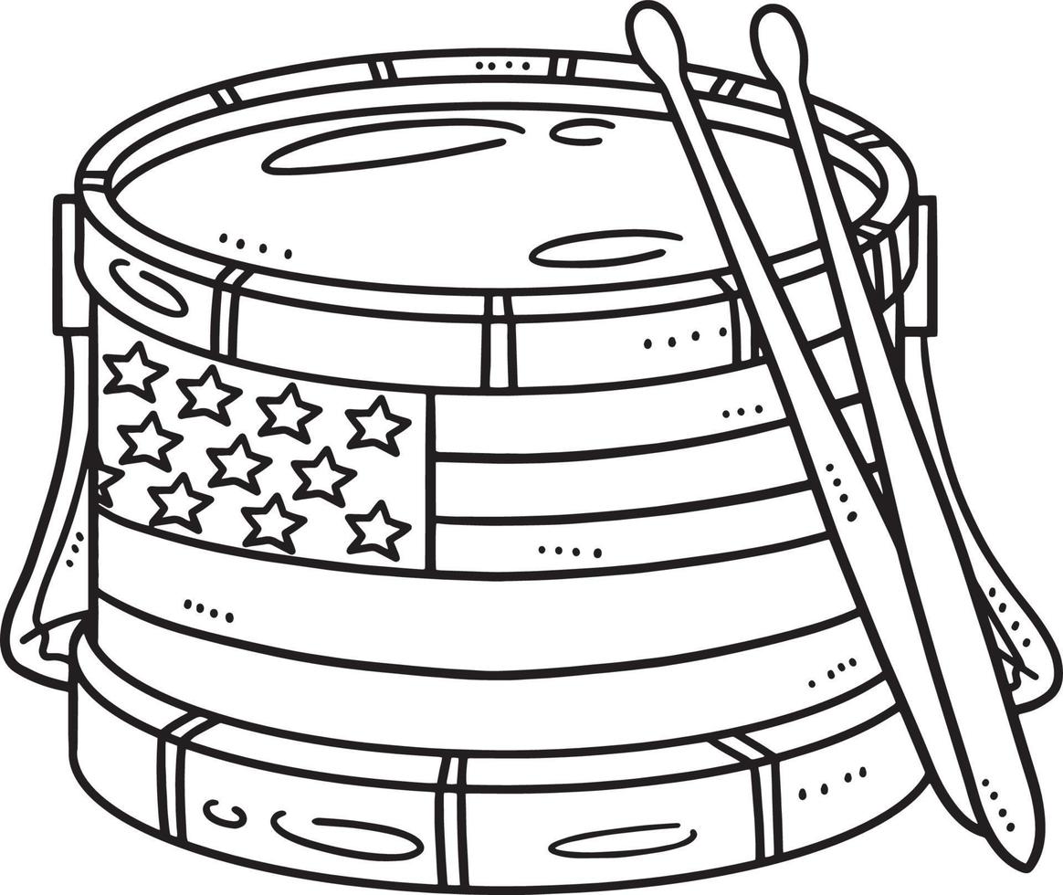 Marching Drum Isolated Coloring Page for Kids vector