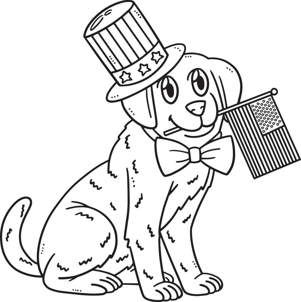 Patriotic Puppy Isolated Coloring Page for Kids vector