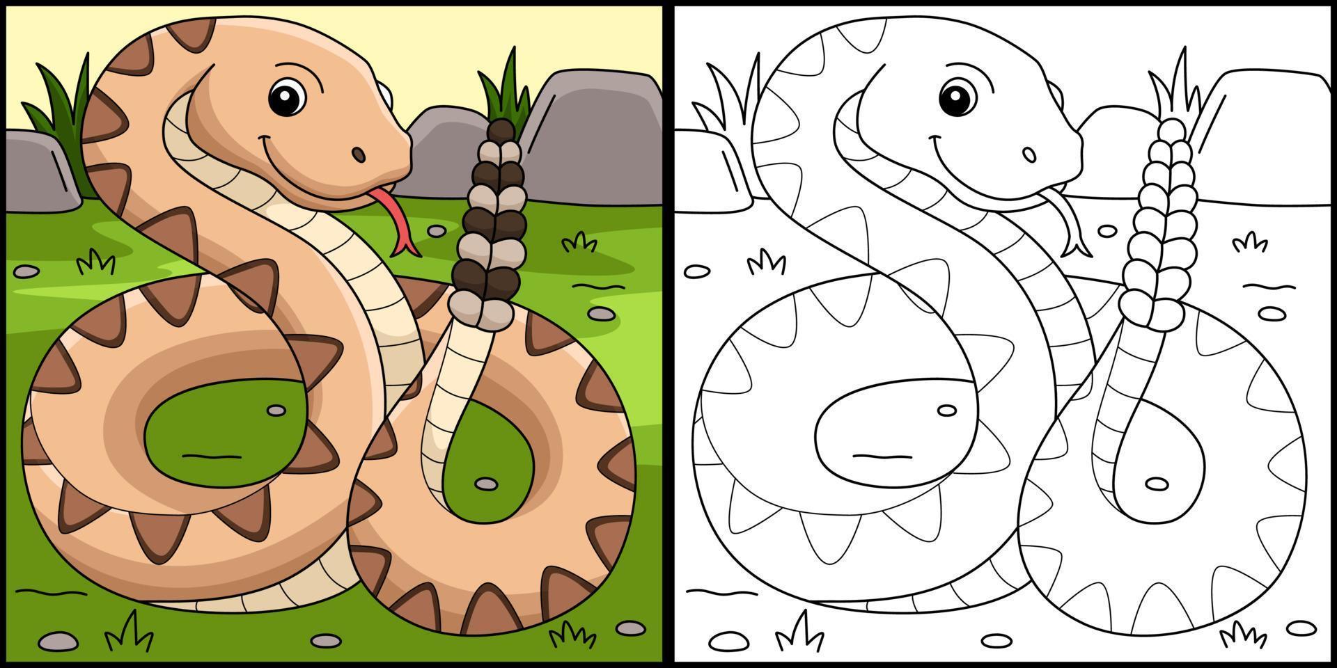Rattlesnake Animal Coloring Page Illustration vector