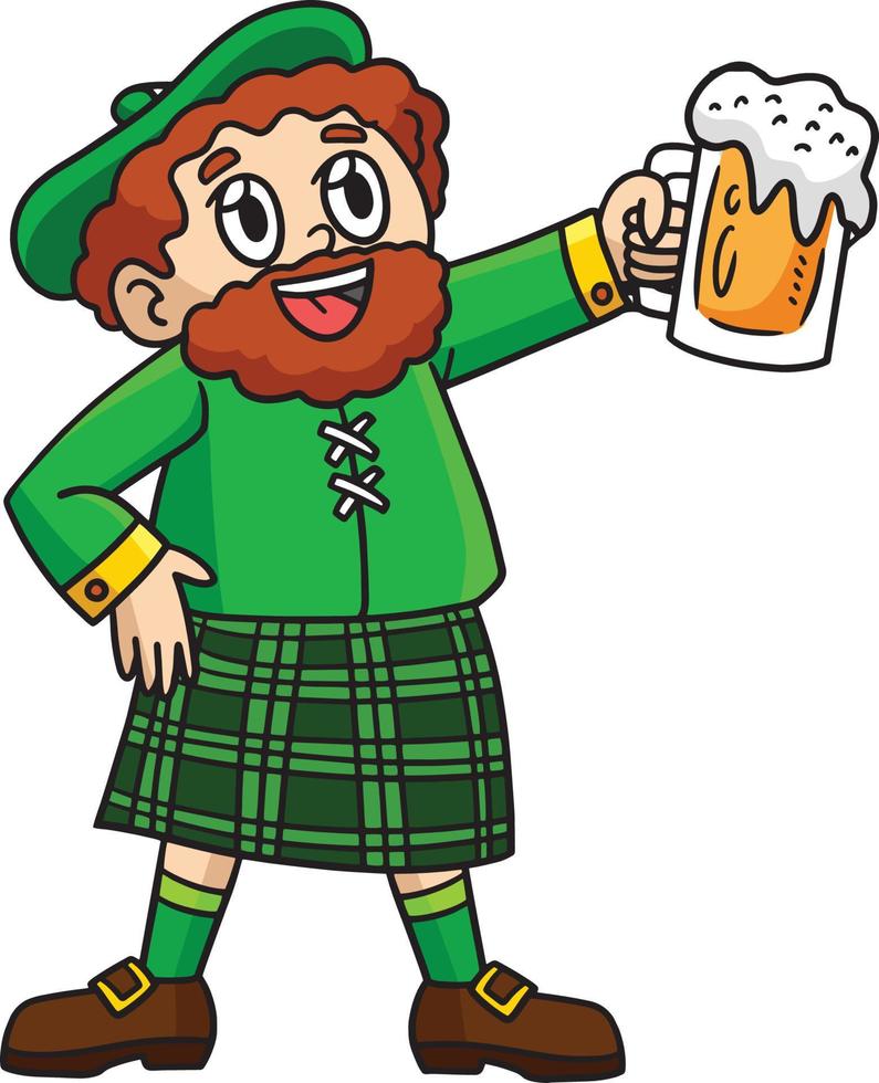 St. Patricks Man Drinking Beer Cartoon Clipart vector