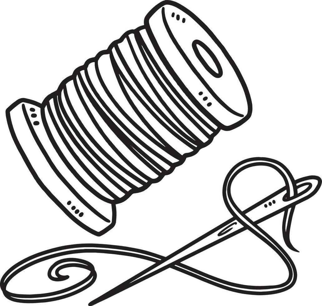 Thread And Needle Isolated Coloring Page for Kids 19943299 Vector Art ...