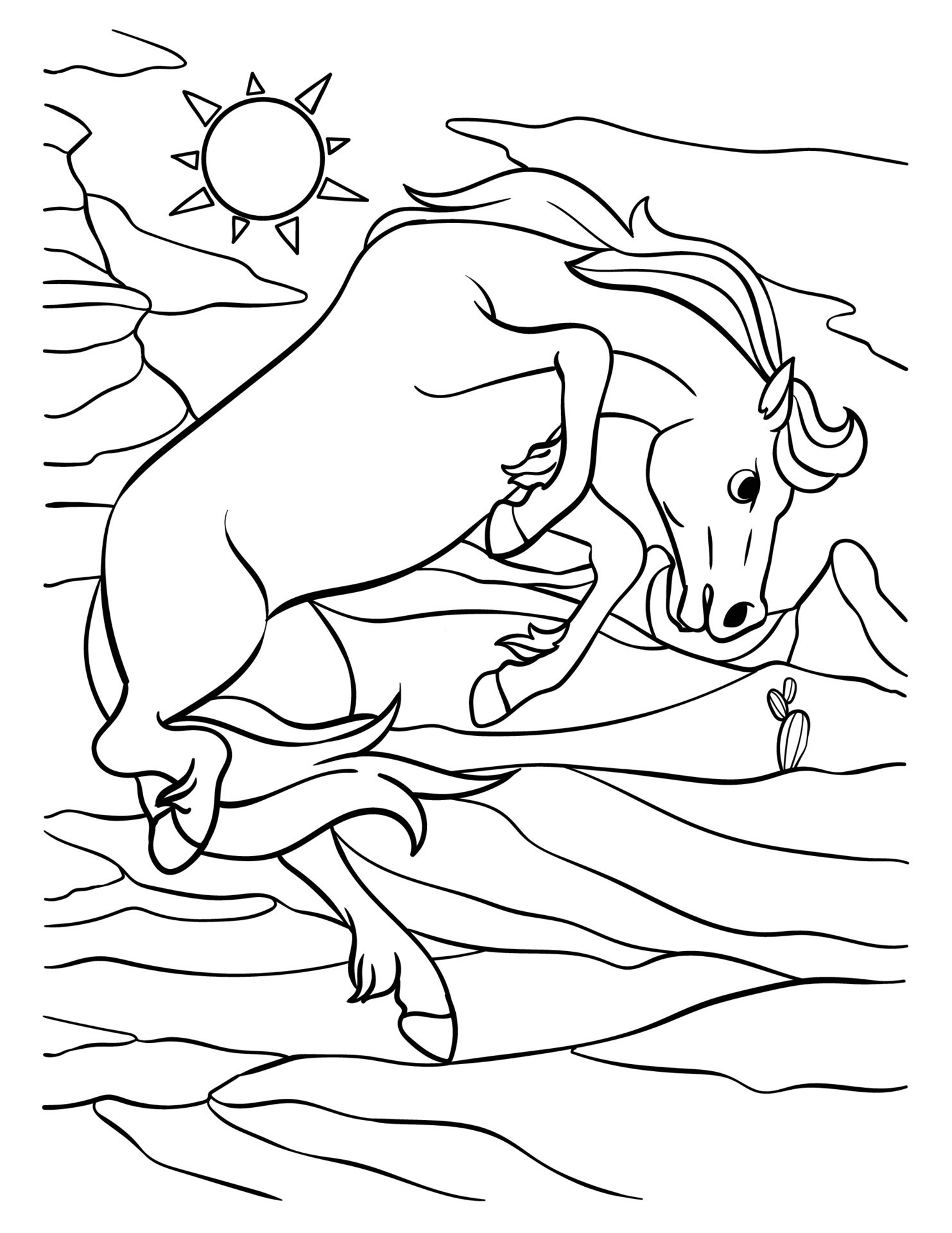 Cowboy Wild Horse Coloring Page for Kids 19943315 Vector Art at Vecteezy