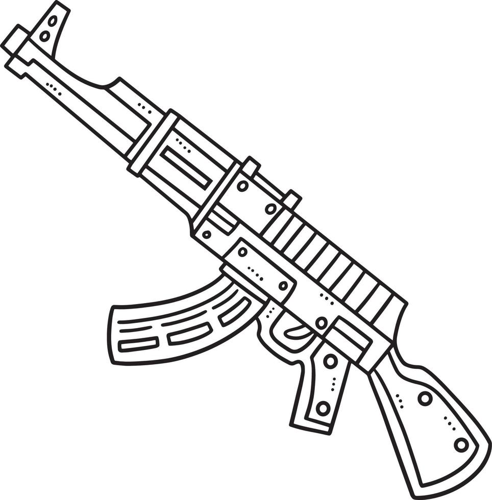 Submachine Gun Isolated Coloring Page for Kids vector