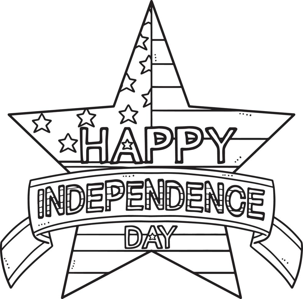 Happy Independence Day Isolated Coloring Page vector