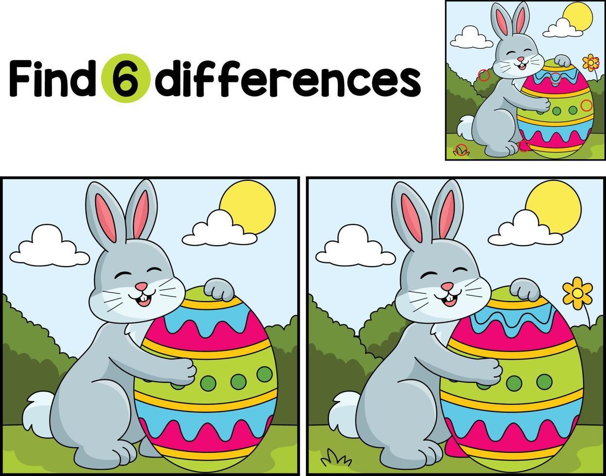 Rabbit Hugging Easter Egg Find The Differences vector