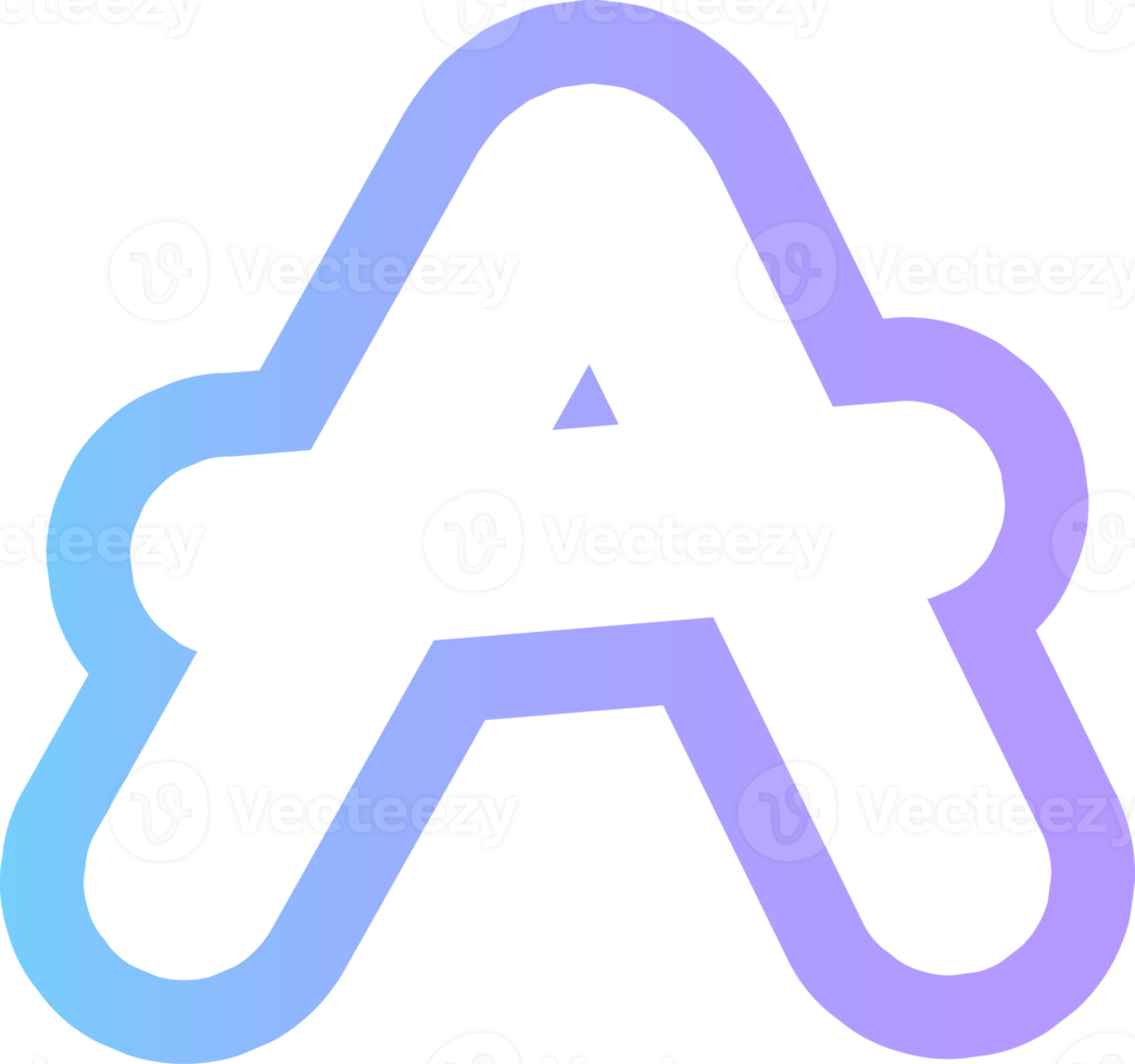 cute hands draw alphabet letter outline in gradient blue and purple png