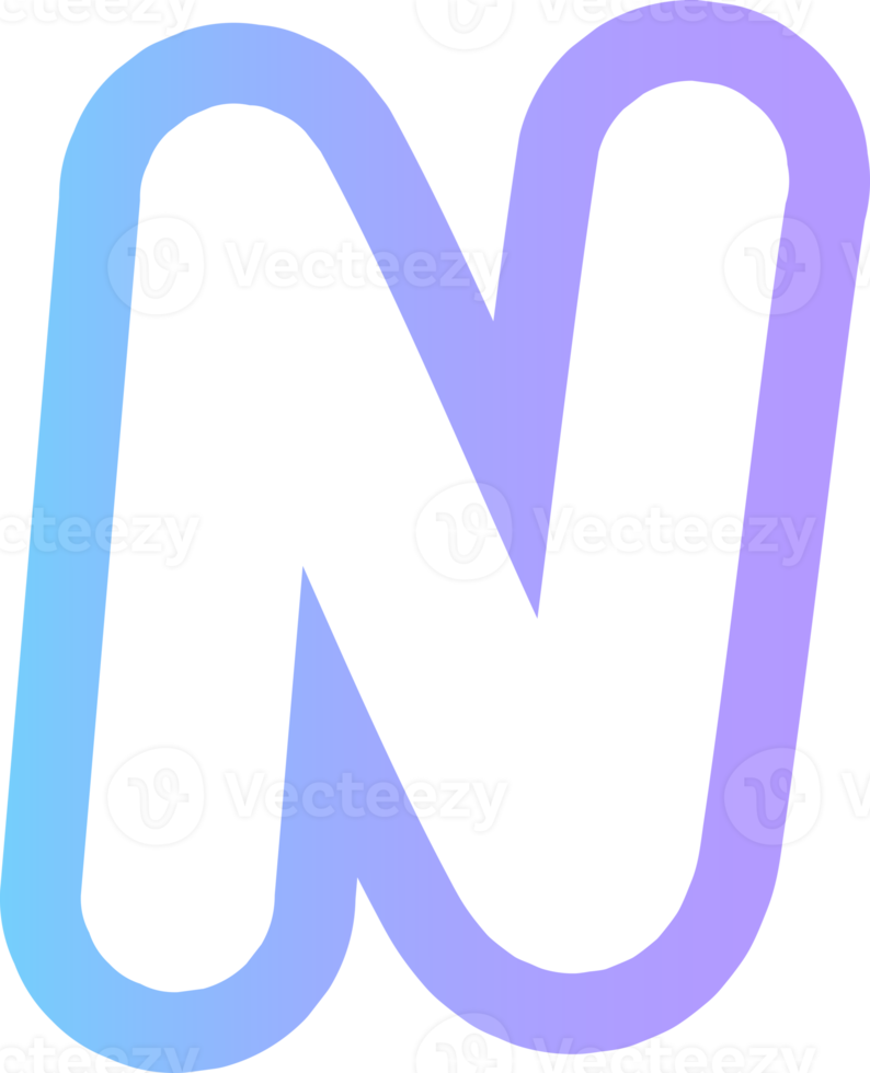 cute hands draw alphabet letter outline in gradient blue and purple