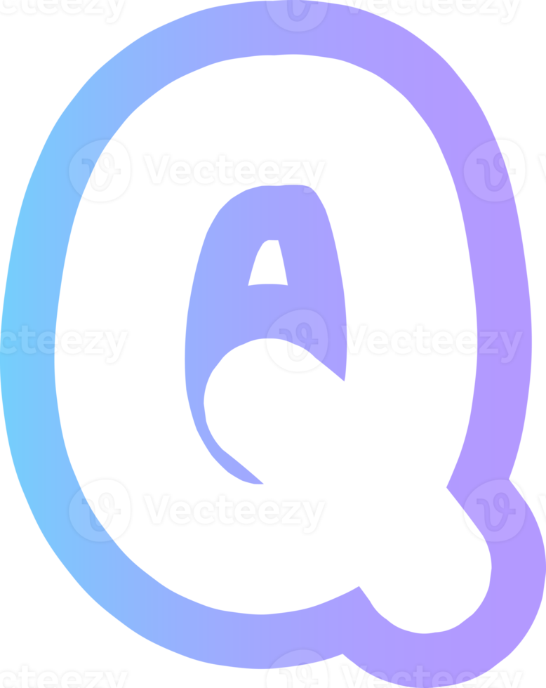 cute hands draw alphabet letter outline in gradient blue and purple png