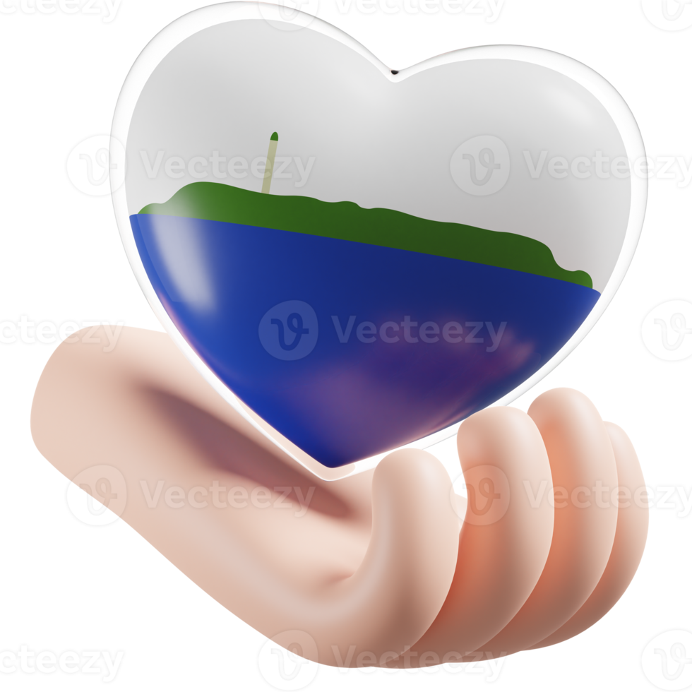 Navassa Island flag with heart hand care realistic 3d textured png