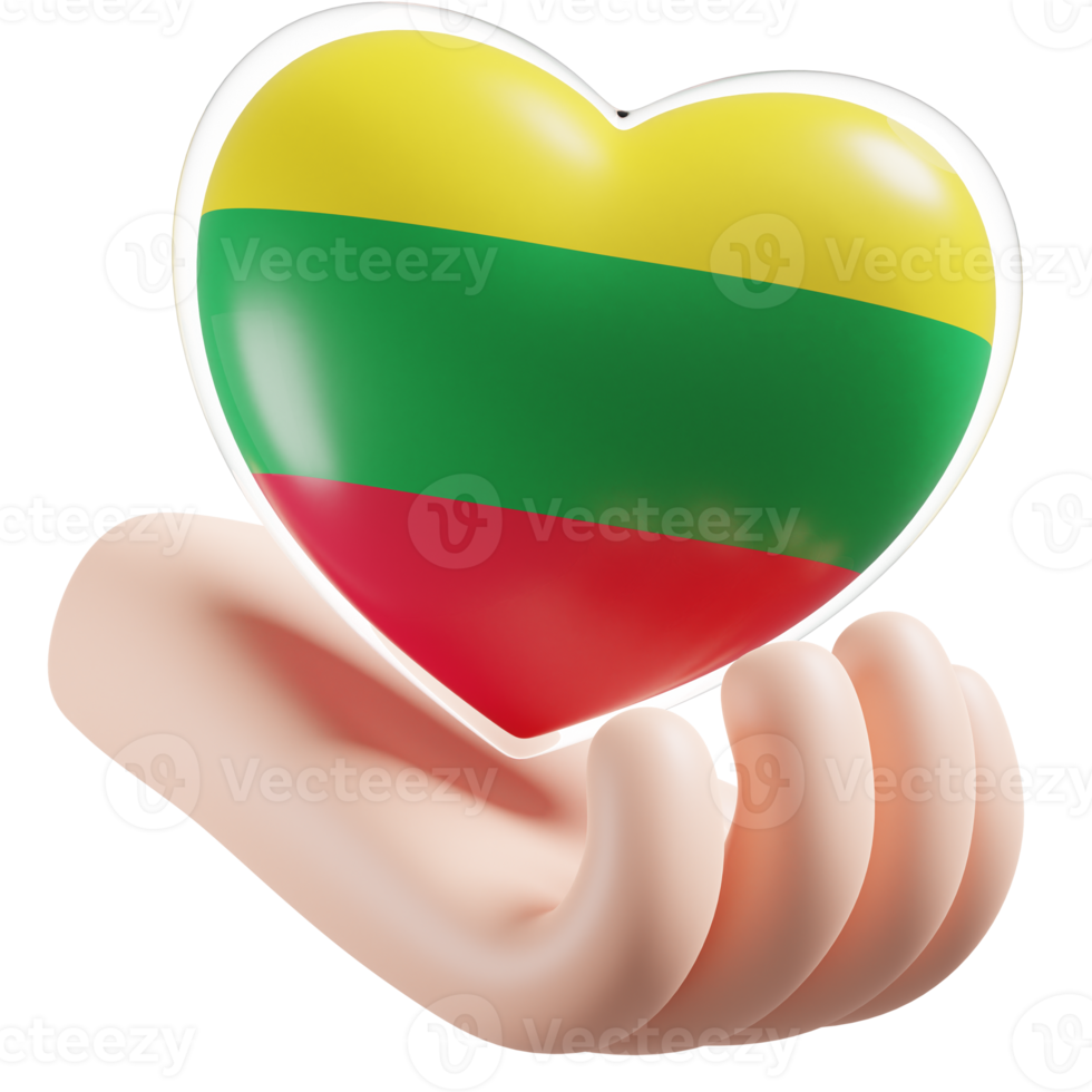 aero bandera con corazón mano cuidado realista 3d texturizado png